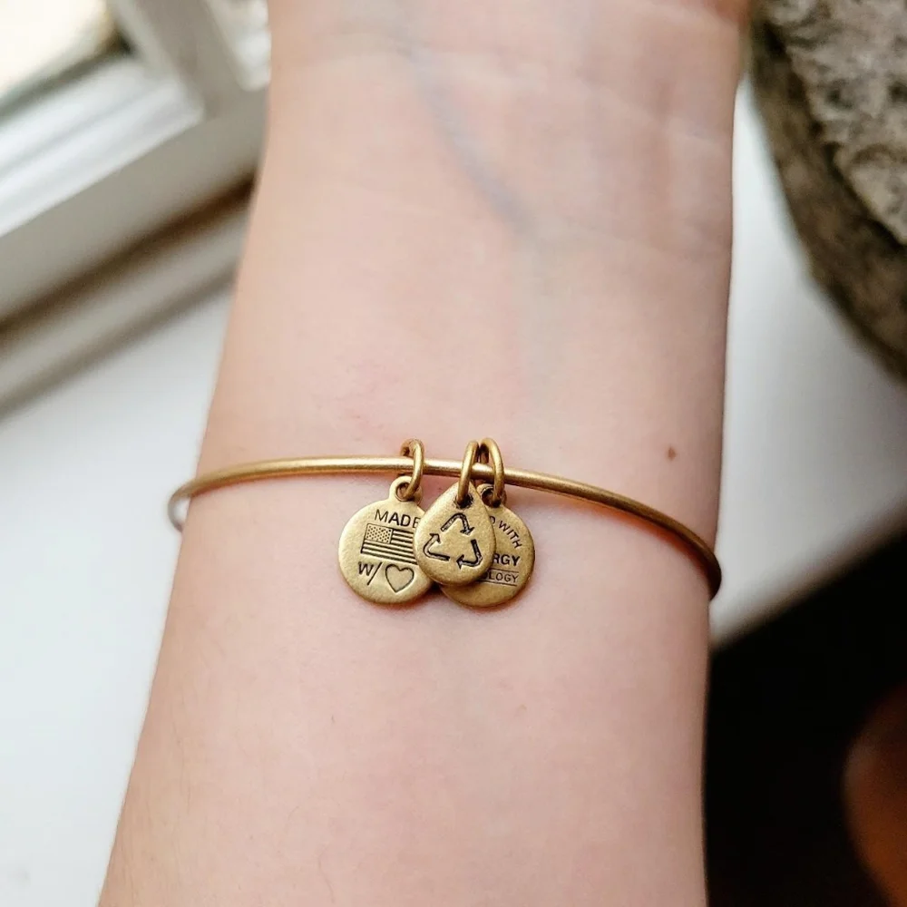Alex & Ani 2014 NFL New England Patriots Football Gold Bangle Bracelet